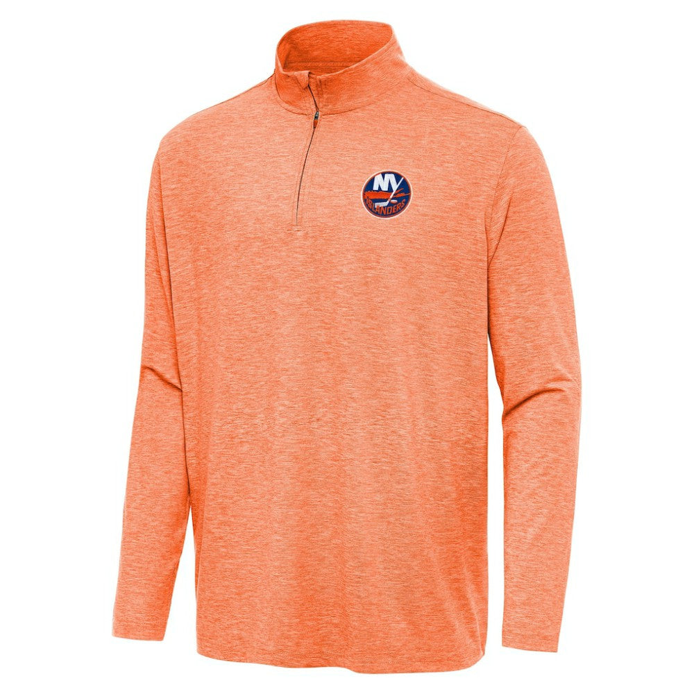 New York Islanders Antigua Hunk Quarter-Zip Top Heather Orange
