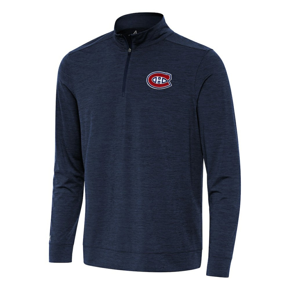 Montreal Canadiens Antigua Bright Quarter-Zip Top Heather Navy