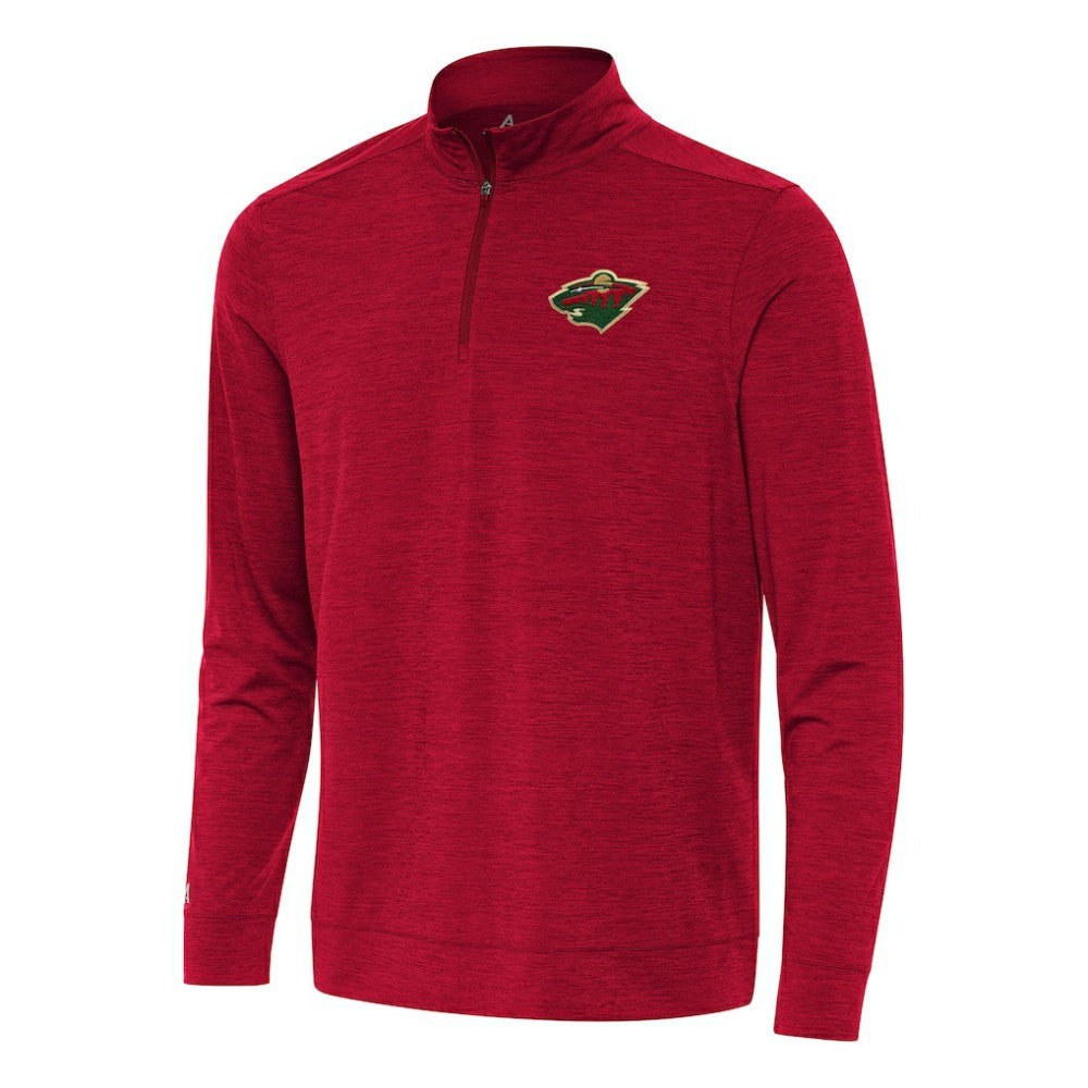 Minnesota Wild Antigua Bright Quarter-Zip Top Heather Red