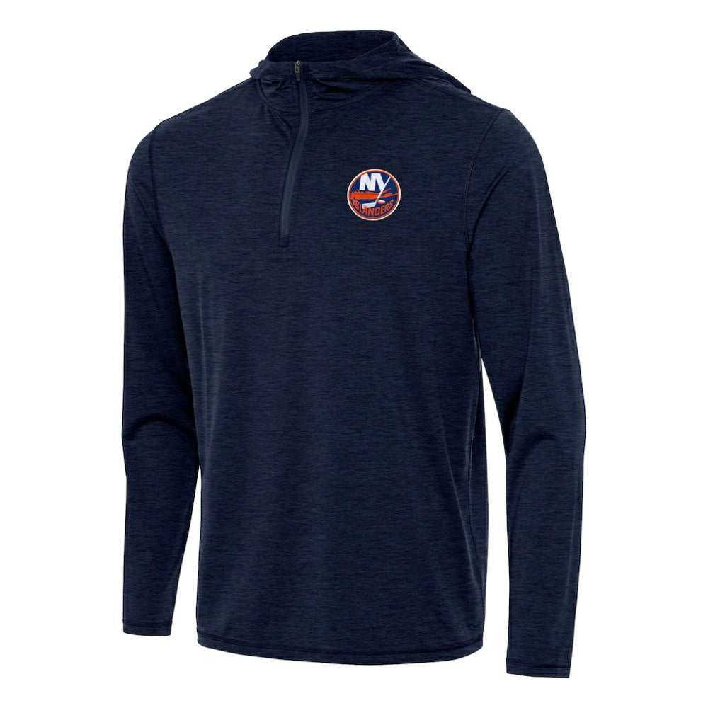 New York Islanders Antigua Tidy Quarter-Zip Hoodie Heather Navy