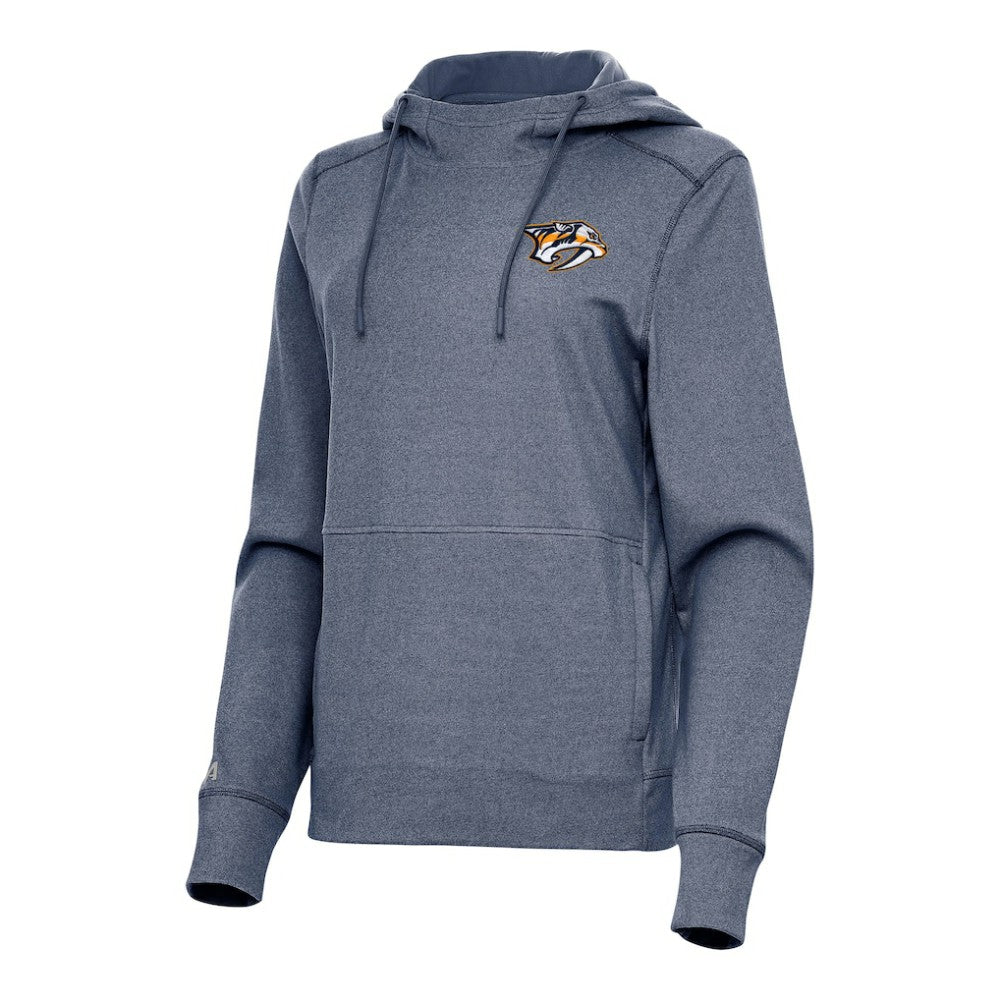 Nashville Predators Antigua Women's Justice Pullover Hoodie Heather Navy