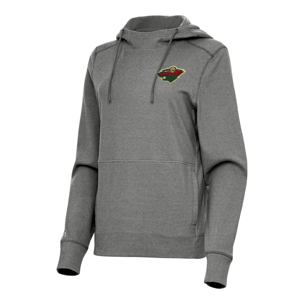 Minnesota Wild Antigua Women's Justice Pullover Hoodie Heather Black