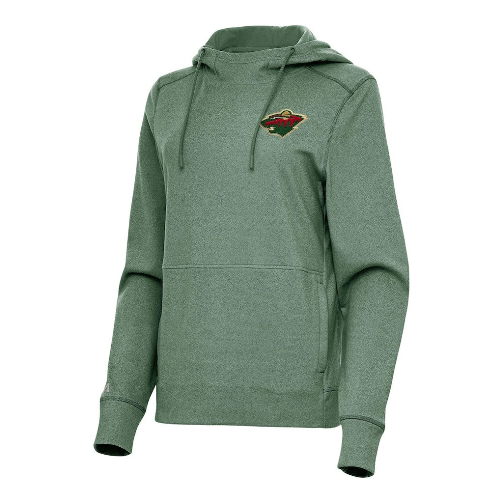 Minnesota Wild Antigua Women's Justice Pullover Hoodie Heather Green