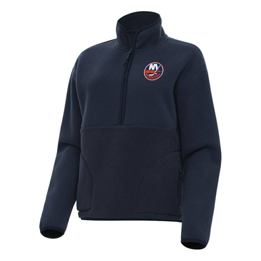 New York Islanders Antigua Women's Figure Half-Zip Pullover Sweatshirt Navy