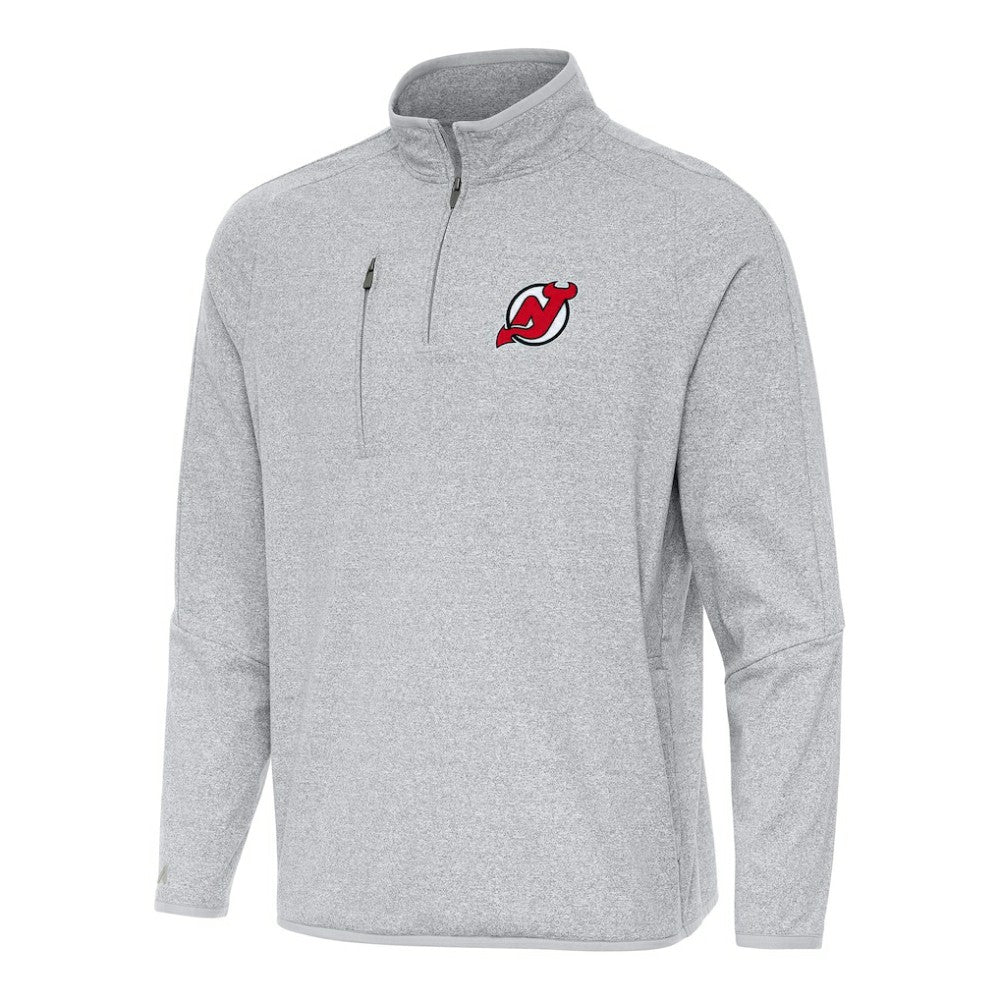 New Jersey Devils Antigua Certain Quarter-Zip Tri-Blend Sweatshirt Heather Gray