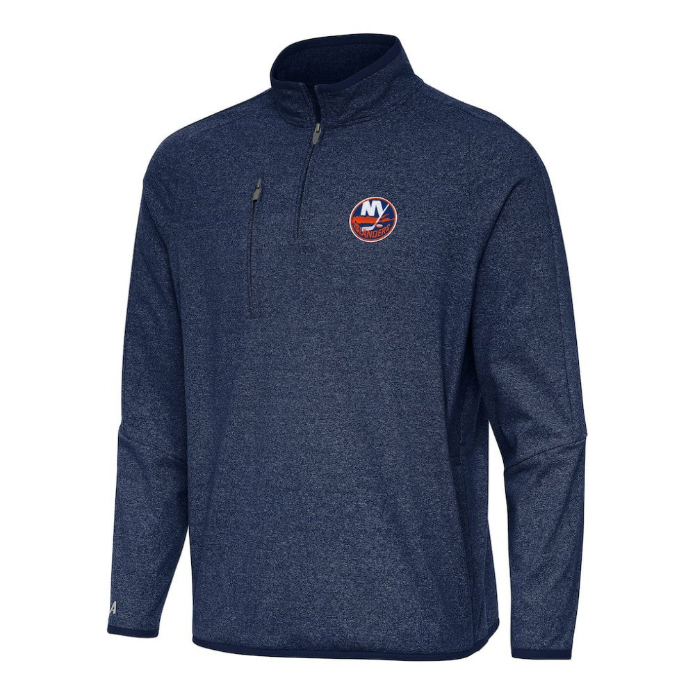New York Islanders Antigua Certain Quarter-Zip Tri-Blend Sweatshirt Heather Navy