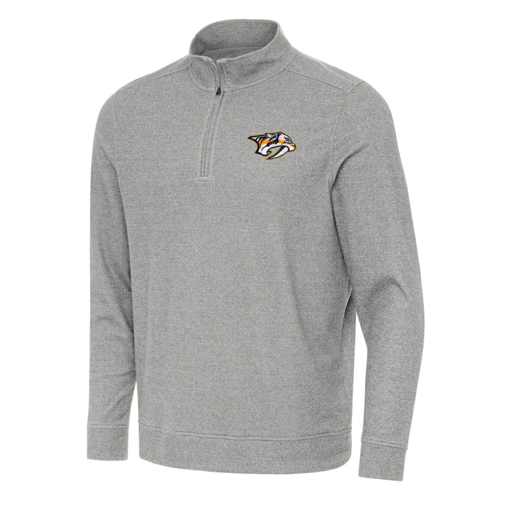 Nashville Predators Antigua Subtle Quarter-Zip Sweatshirt Heather Gray