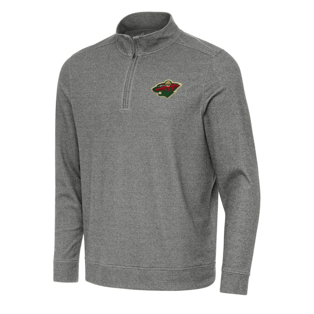 Minnesota Wild Antigua Subtle Quarter-Zip Sweatshirt Heather Black
