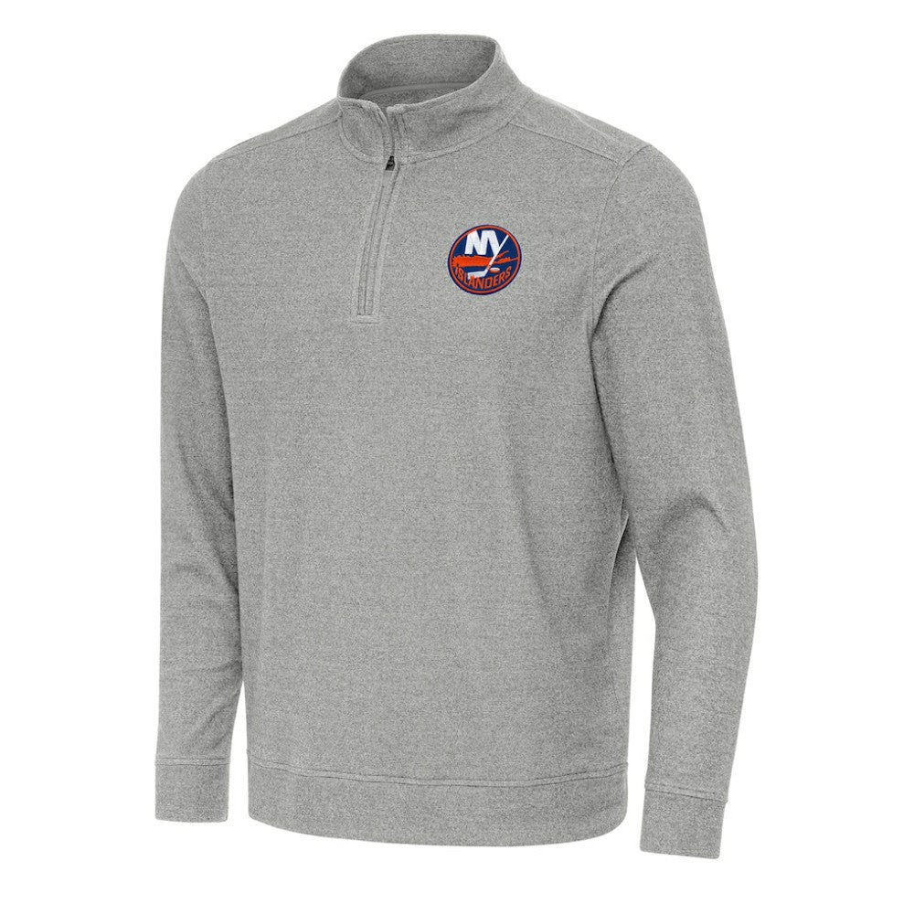 New York Islanders Antigua Subtle Quarter-Zip Sweatshirt Heather Gray