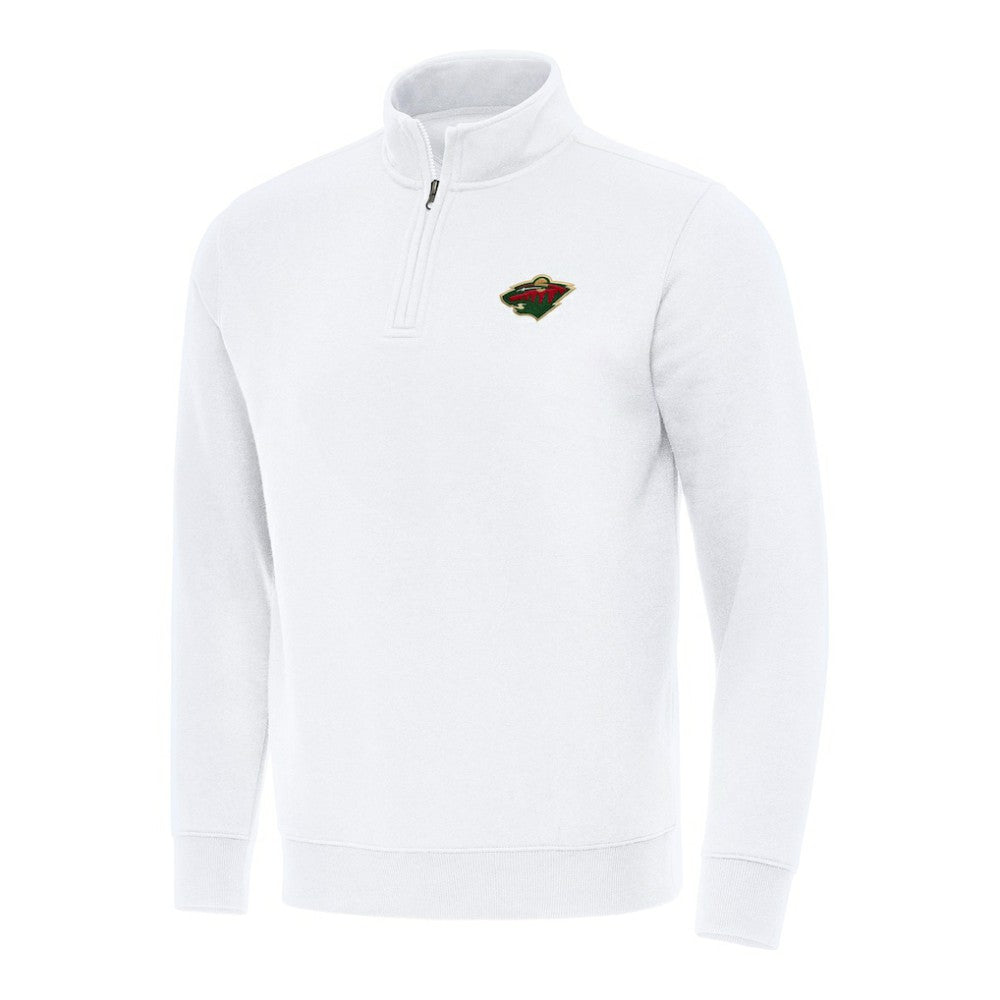 Minnesota Wild Antigua Victory Quarter-Zip Mock Sweatshirt White