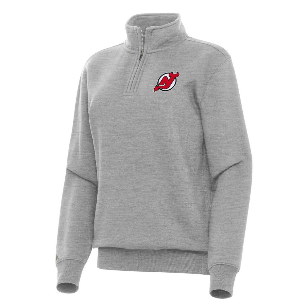 New Jersey Devils Antigua Women's Victory Quarter-Zip Sweatshirt Heather Gray