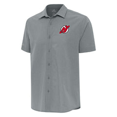 New Jersey Devils Antigua Activate Woven Short Sleeve Button-Up Shirt Gray
