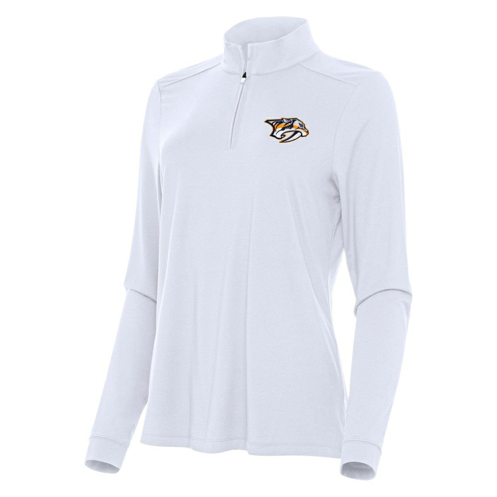 Nashville Predators Antigua Women's Intent Quarter-Zip Top White