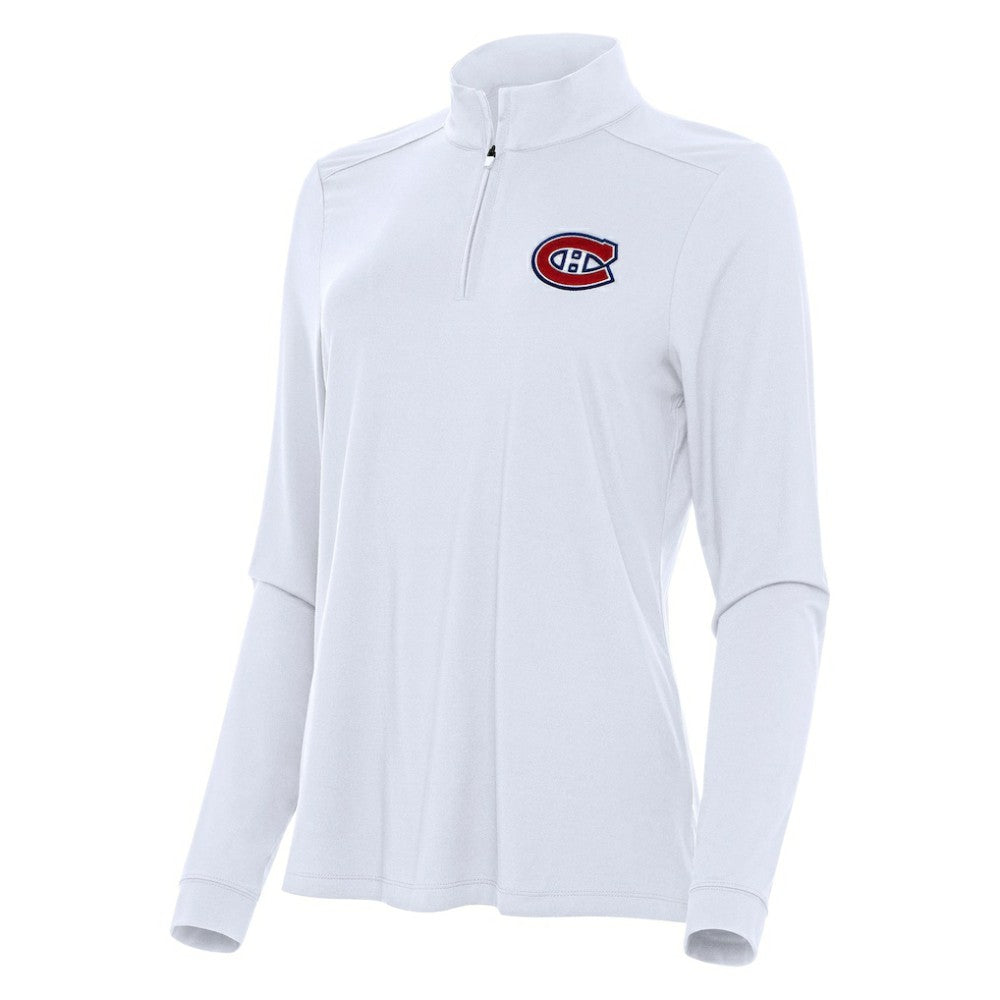 Montreal Canadiens Antigua Women's Intent Quarter-Zip Top White