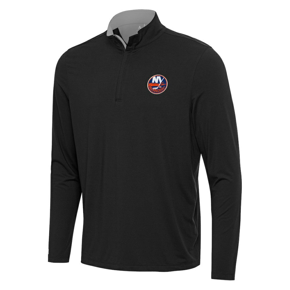 New York Islanders Antigua Content Quarter-Zip Pullover Top Black/Gray