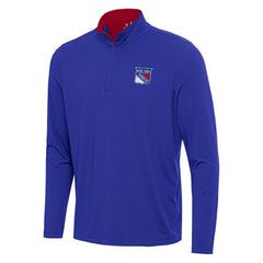 New York Rangers Antigua Content Quarter-Zip Pullover Top Blue/Red
