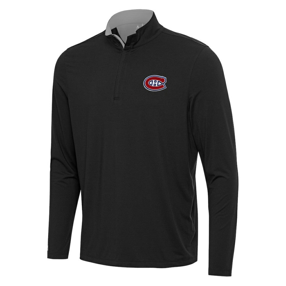 Montreal Canadiens Antigua Content Quarter-Zip Pullover Top Black/Gray