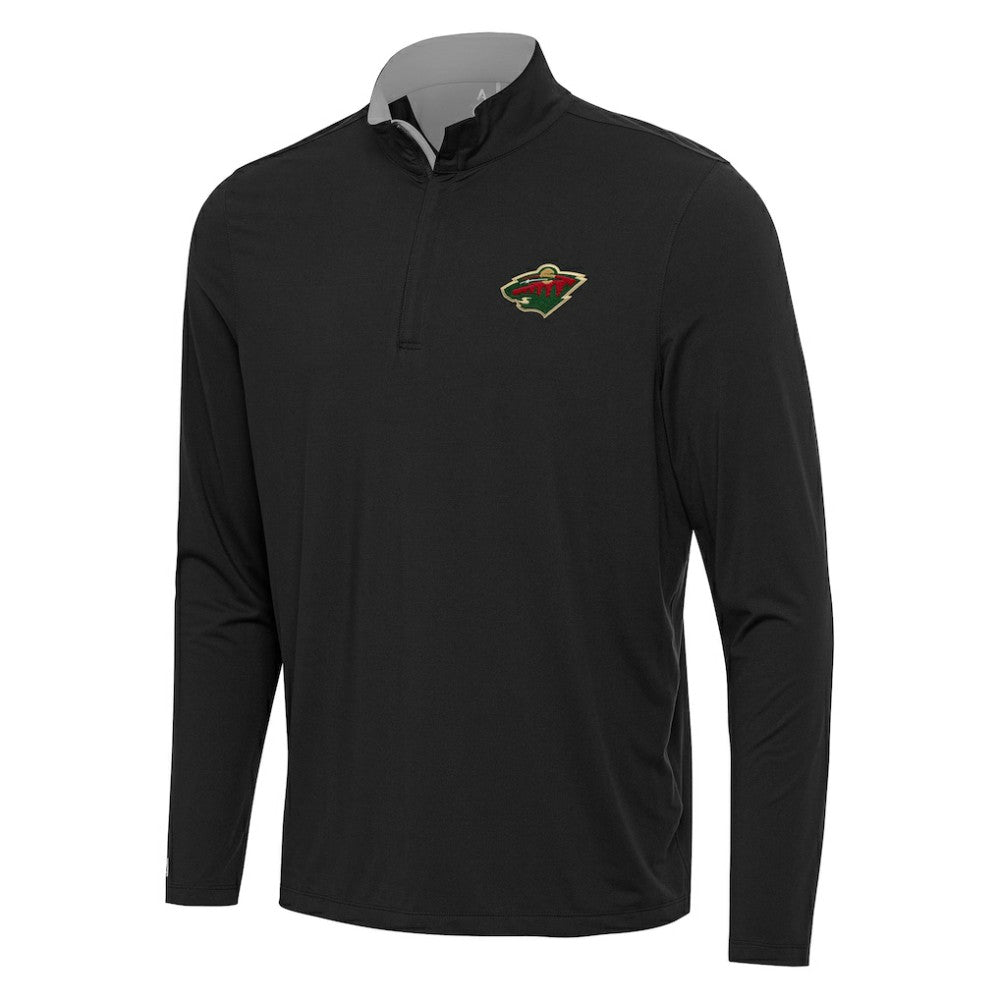 Minnesota Wild Antigua Content Quarter-Zip Pullover Top Black/Gray