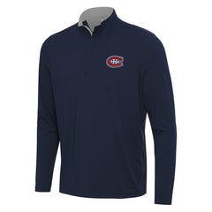 Montreal Canadiens Antigua Content Quarter-Zip Pullover Top Navy/Gray