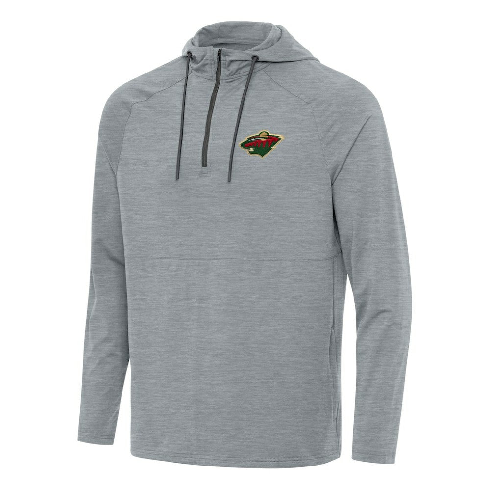 Minnesota Wild Antigua Spikes Quarter-Zip Hoodie Heather Gray