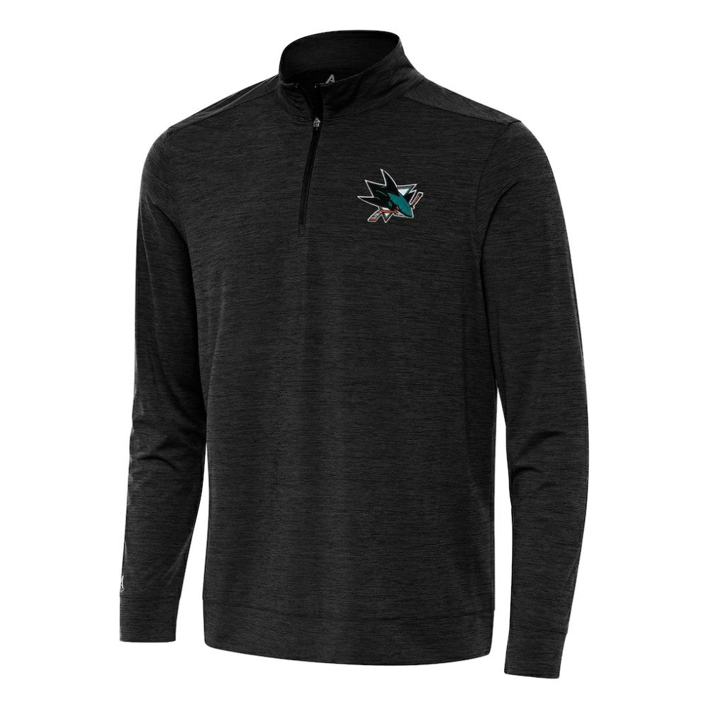 San Jose Sharks Antigua Bright Quarter-Zip Top Heather Black