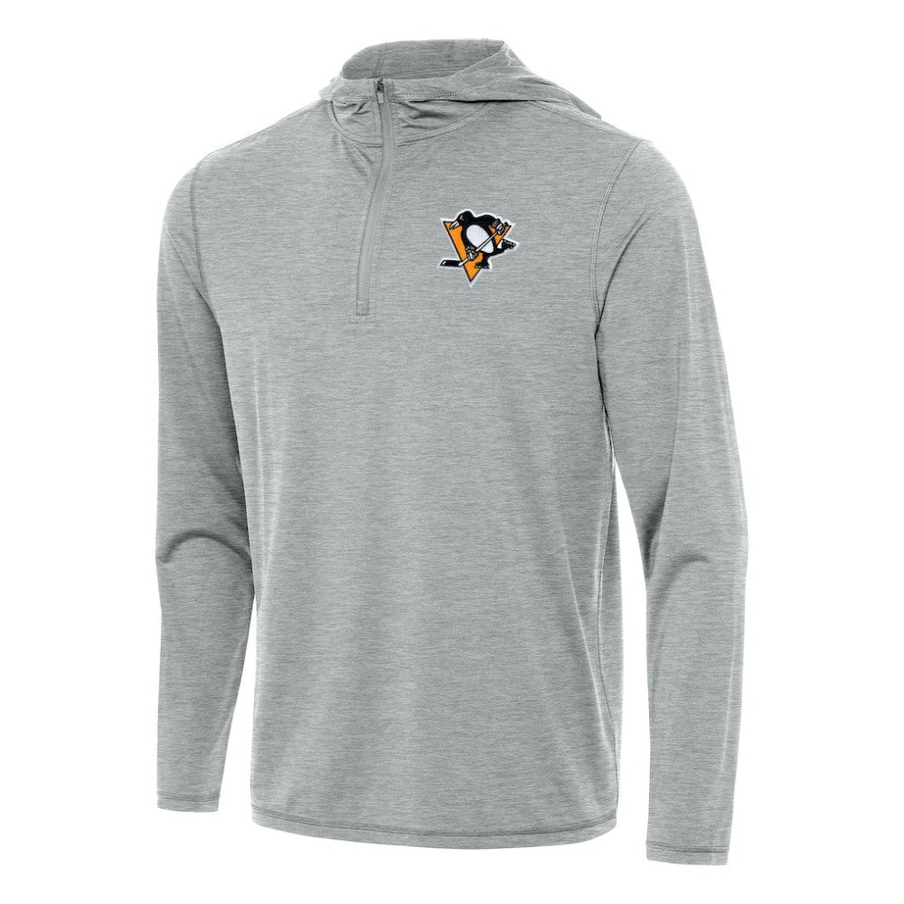 Pittsburgh Penguins Antigua Tidy Quarter-Zip Hoodie Heather Gray