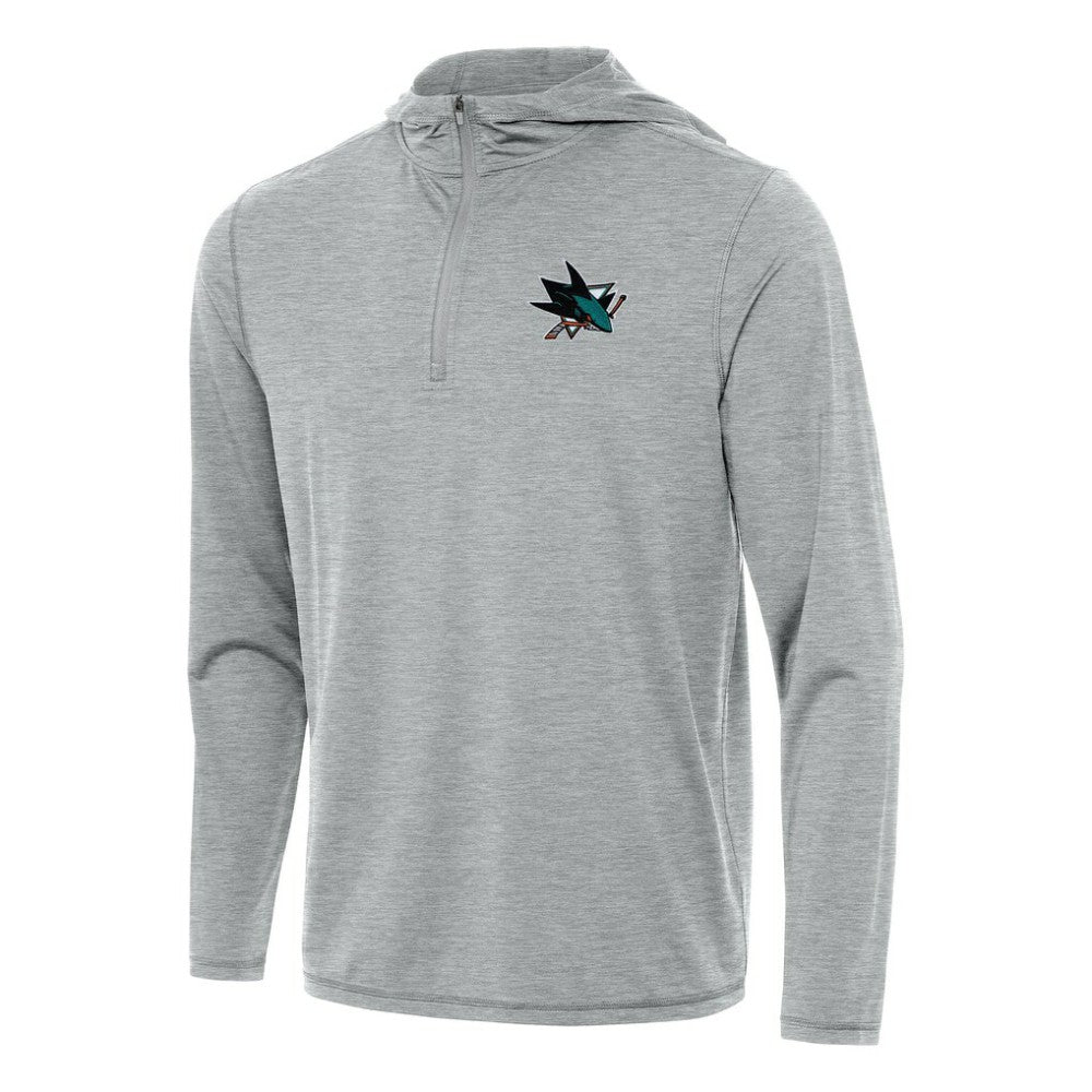 San Jose Sharks Antigua Tidy Quarter-Zip Hoodie Heather Gray