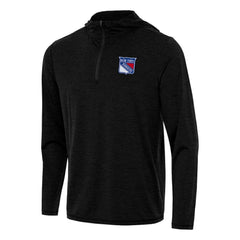 New York Rangers Antigua Tidy Quarter-Zip Hoodie Heather Black