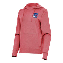 New York Rangers Antigua Women's Justice Pullover Hoodie Heather Red