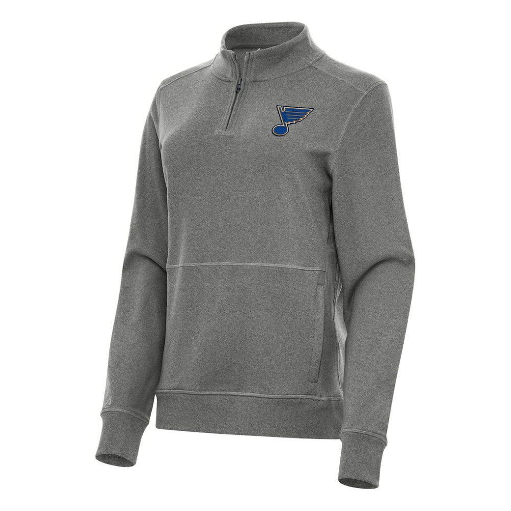 St. Louis Blues Antigua Women's Crush Quarter-Zip Fleece Sweatshirt Heather Black