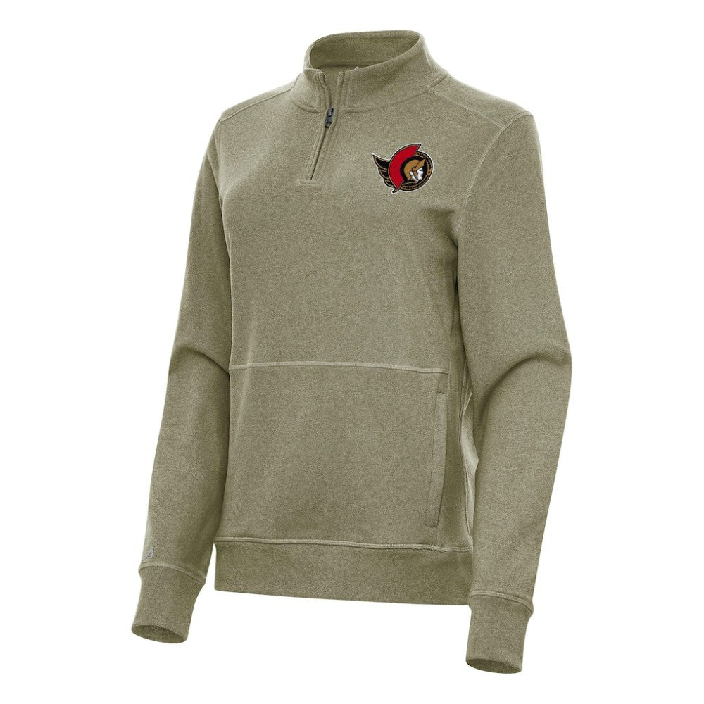 Ottawa Senators Antigua Women's Crush Quarter-Zip Fleece Sweatshirt Olive