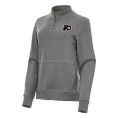 Philadelphia Flyers Antigua Women's Crush Quarter-Zip Fleece Sweatshirt Heather Black