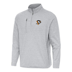 Pittsburgh Penguins Antigua Certain Quarter-Zip Tri-Blend Sweatshirt Heather Gray