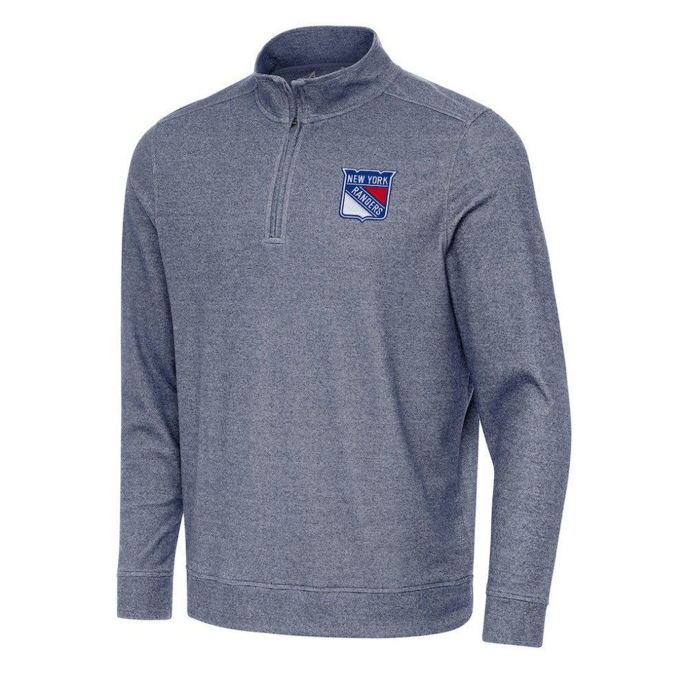 New York Rangers Antigua Subtle Quarter-Zip Sweatshirt Heather Navy