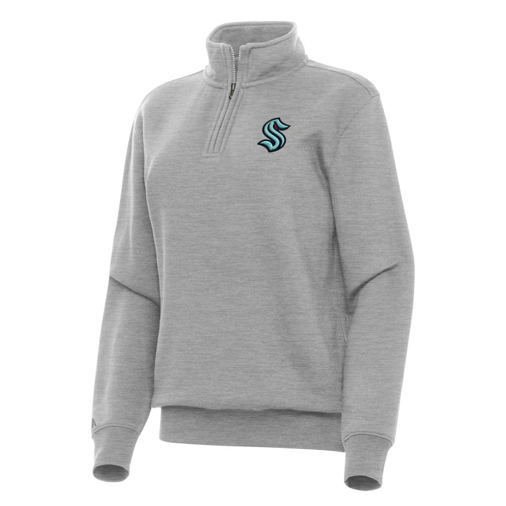Seattle Kraken Antigua Women's Victory Quarter-Zip Sweatshirt Heather Gray