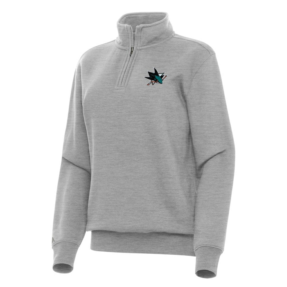 San Jose Sharks Antigua Women's Victory Quarter-Zip Sweatshirt Heather Gray