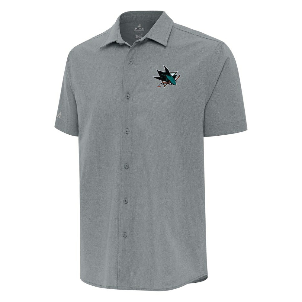 San Jose Sharks Antigua Activate Woven Short Sleeve Button-Up Shirt Gray