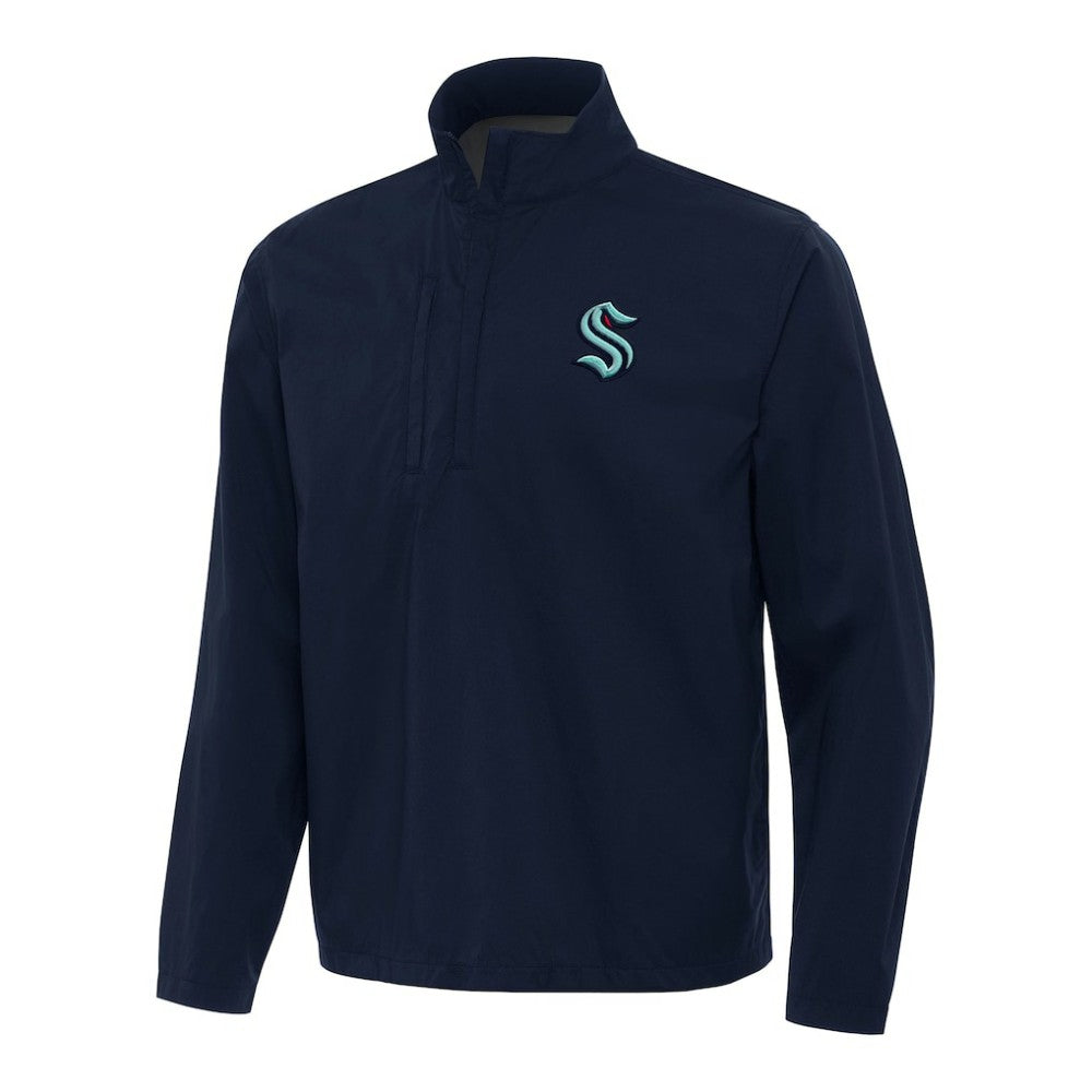 Seattle Kraken Antigua Brisk Quarter-Zip Windbreaker Navy