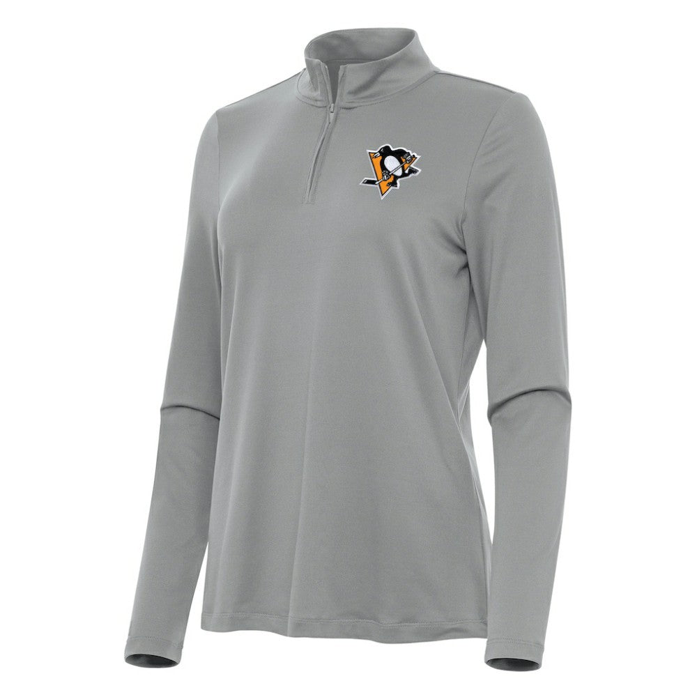 Pittsburgh Penguins Antigua Women's Reprocess Quarter-Zip Top Gray