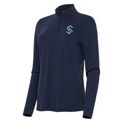 Seattle Kraken Antigua Women's Bright Quarter-Zip Top Heather Navy