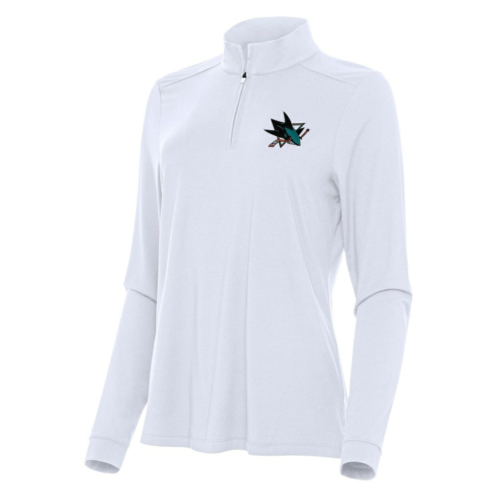 San Jose Sharks Antigua Women's Intent Quarter-Zip Top White