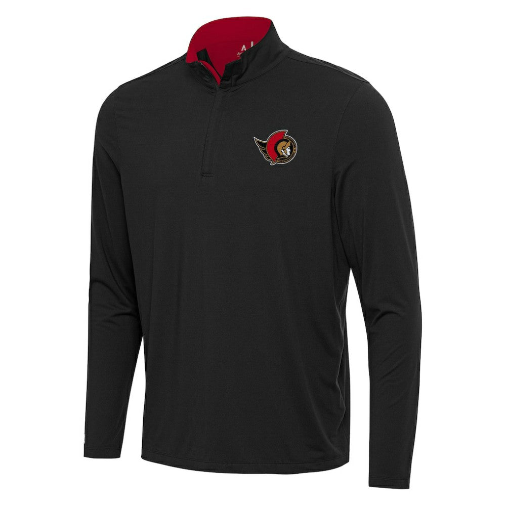 Ottawa Senators Antigua Content Quarter-Zip Pullover Top Black/Red