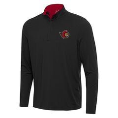 Ottawa Senators Antigua Content Quarter-Zip Pullover Top Black/Red