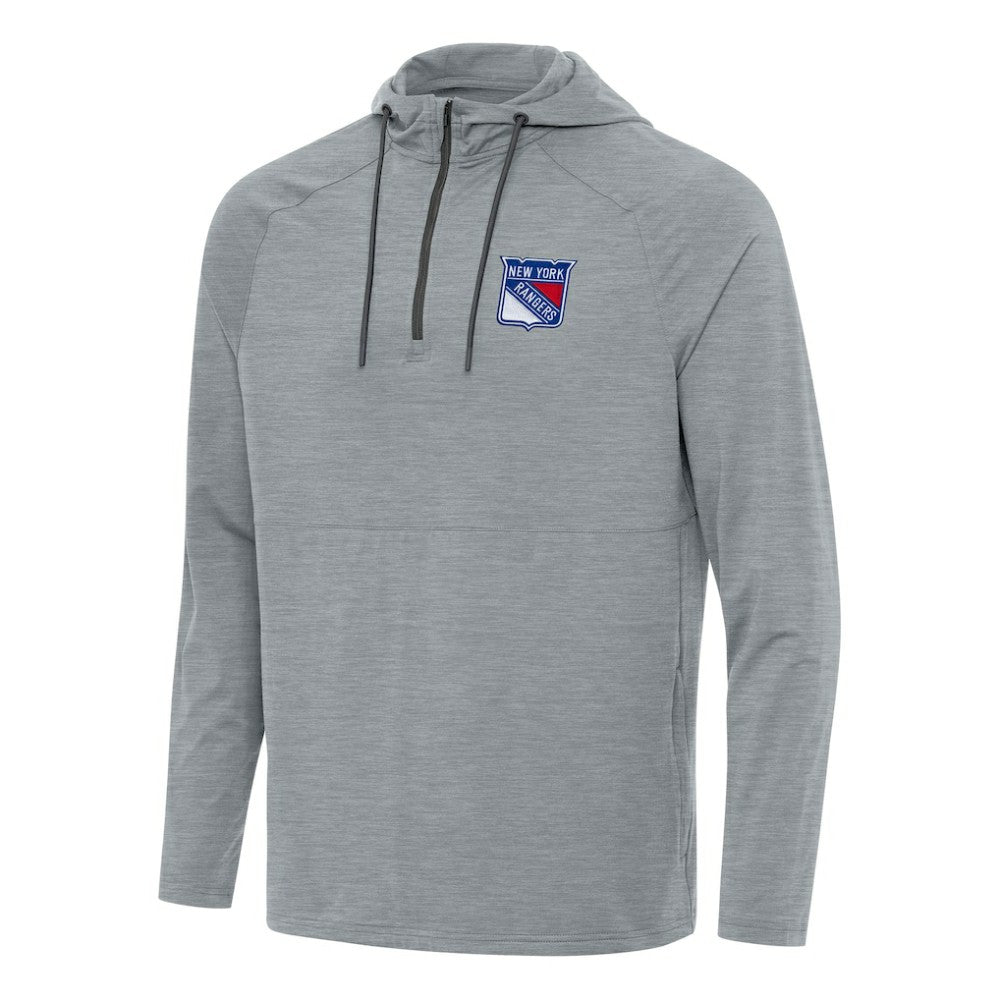 New York Rangers Antigua Spikes Quarter-Zip Hoodie Heather Gray