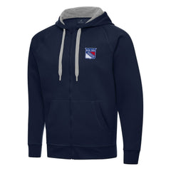 New York Rangers Antigua Big & Tall Victory Full-Zip Hoodie Navy