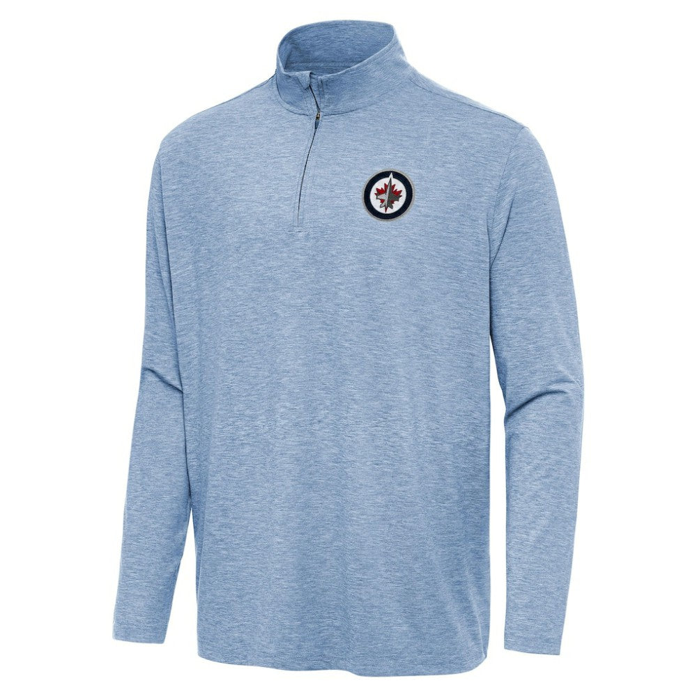 Winnipeg Jets Antigua Hunk Quarter-Zip Top Heather Blue