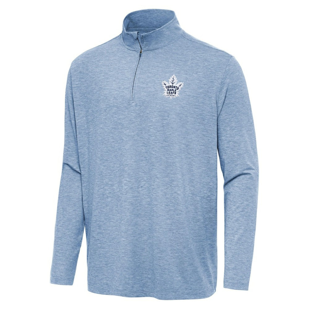 Toronto Maple Leafs Antigua Hunk Quarter-Zip Top Heather Blue