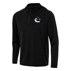 Vancouver Canucks Antigua Tidy Quarter-Zip Hoodie Heather Black
