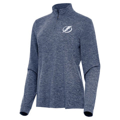 Tampa Bay Lightning Antigua Women's Mentor Quarter-Zip Mock Long Sleeve Top Heather Navy