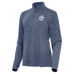 Toronto Maple Leafs Antigua Women's Mentor Quarter-Zip Mock Long Sleeve Top Heather Navy
